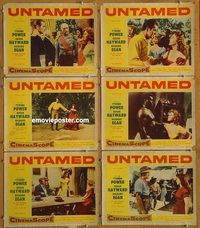 e712 UNTAMED 6 vintage movie lobby cards '55 Tyrone Power, Susan Hayward