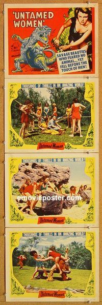 e515 UNTAMED WOMEN 4 vintage movie lobby cards '52 sexy cave babes!