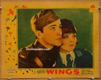d761 WINGS vintage movie lobby card '27 Clara Bow & Buddy Rogers close up!
