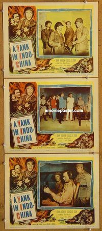 e393 YANK IN INDO-CHINA 3 vintage movie lobby cards '52 John Archer