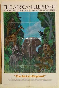 g047 AFRICAN ELEPHANT style B one-sheet movie poster '71 jungle documentary!