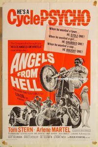 g086 ANGELS FROM HELL one-sheet movie poster '68 AIP, cycle-psycho!