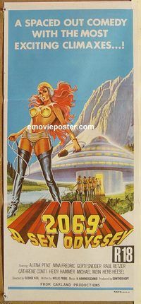 k455 2069 A SEX ODYSSEY Australian daybill movie poster '74 sci-fi sex!