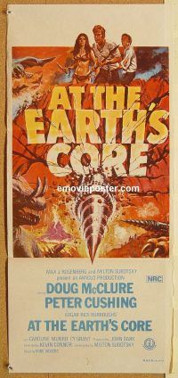 k473 AT THE EARTH'S CORE Australian daybill movie poster '76 Peter Cushing
