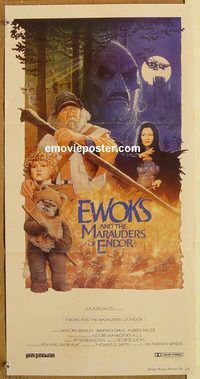 k480 BATTLE FOR ENDOR Australian daybill movie poster '85 Star Wars, Ewoks!