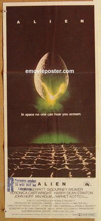 k464 ALIEN Australian daybill movie poster '79 Sigourney Weaver, sci-fi!