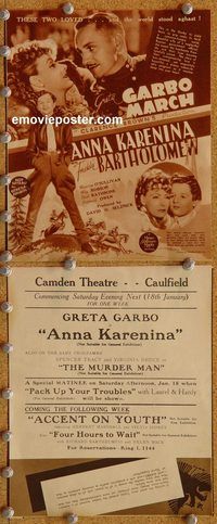 k407 ANNA KARENINA Aust movie herald '35 Greta Garbo