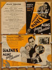 k298 ALIAS JIMMY VALENTINE movie herald '28 William Haines