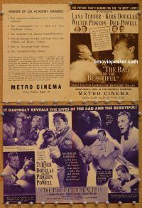 k301 BAD & THE BEAUTIFUL movie herald '53 Turner, Douglas