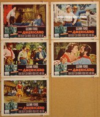 k269 AMERICANO 5 movie lobby cards '55 Glenn Ford, William Castle