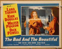 k037 BAD & THE BEAUTIFUL movie lobby card #7 '53 sexy Lana Turner!