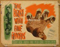 k004 BEAST WITH FIVE FINGERS title movie lobby card '47 Peter Lorre