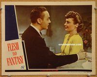 k074 FLESH & FANTASY movie lobby card '42 Boyer, Stanwyck close up!