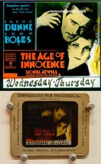 m017 AGE OF INNOCENCE movie glass lantern slide '34 Irene Dunne