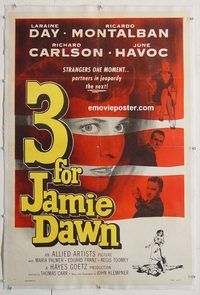 p316 3 FOR JAMIE DAWN linen one-sheet movie poster '56 Laraine Day