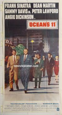 p001 OCEAN'S 11 three-sheet movie poster '60 Sinatra, classic Rat Pack!