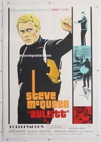p103 BULLITT linen Argentinean movie poster '69 classic Steve McQueen!