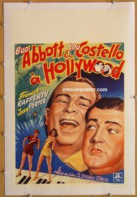 p137 ABBOTT & COSTELLO IN HOLLYWOOD linen Belgian movie poster '45