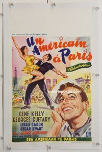 p139 AMERICAN IN PARIS linen Belgian movie poster '51 Gene Kelly
