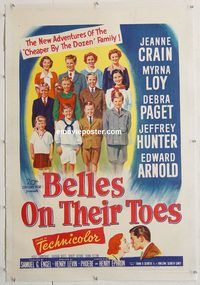 p334 BELLES ON THEIR TOES linen one-sheet movie poster '52 Jeanne Crain, Loy