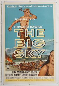 p337 BIG SKY linen one-sheet movie poster '52 Kirk Douglas, Howard Hawks