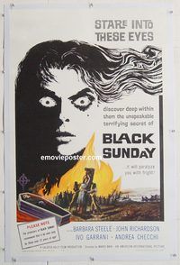 p341 BLACK SUNDAY linen one-sheet movie poster '61 Mario Bava, AIP