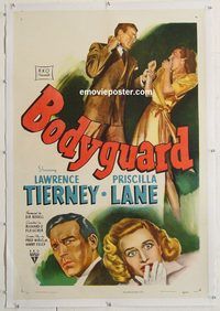 p344 BODYGUARD linen one-sheet movie poster '48 Lawrence Tierney, Lane