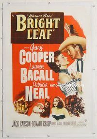 p348 BRIGHT LEAF linen one-sheet movie poster '50 Gary Cooper, Bacall