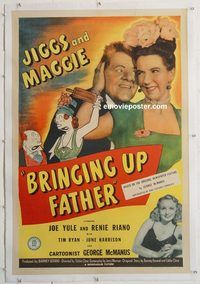p349 BRINGING UP FATHER linen one-sheet movie poster '46 Jiggs & Maggie!