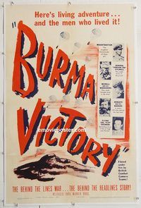 p350 BURMA VICTORY linen one-sheet movie poster '45 WWII behind the lines!