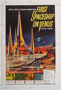 p394 FIRST SPACESHIP ON VENUS linen one-sheet movie poster '62 Yoko Tani