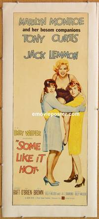 p303 SOME LIKE IT HOT linen insert movie poster '59 Marilyn Monroe!