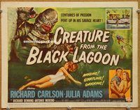 p016 CREATURE FROM THE BLACK LAGOON title lobby card '54 classic!