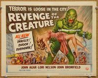 p022 REVENGE OF THE CREATURE title lobby card '55 most classic image!