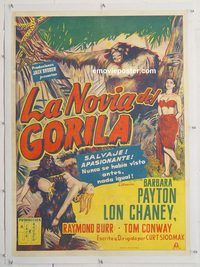 p289 BRIDE OF THE GORILLA linen Mexican movie poster '51 wacky ape!
