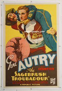 p537 SAGEBRUSH TROUBADOUR linen one-sheet movie poster '35 4th Gene Autry!