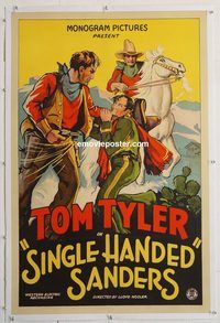 p552 SINGLE-HANDED SANDERS linen one-sheet movie poster '32 Tom Tyler