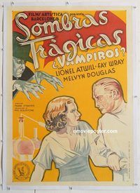 p271 VAMPIRE BAT linen Spanish movie poster '33 Lionel Atwill, Wray