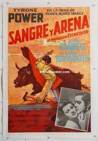 p266 BLOOD & SAND linen Colombian movie poster '41 Power, Hayworth