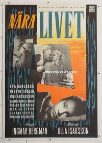 p165 BRINK OF LIFE linen Swedish movie poster '58 Ingmar Bergman