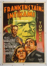 p294 SON OF FRANKENSTEIN linen Turkish movie poster '39 Boris Karloff