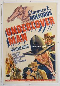 p598 UNDERCOVER MAN linen one-sheet movie poster '42 Hopalong Cassidy
