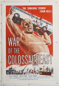 p613 WAR OF THE COLOSSAL BEAST linen one-sheet movie poster '58 Bert I. Gordon
