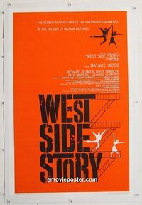 p615 WEST SIDE STORY linen one-sheet movie poster '62 Wood