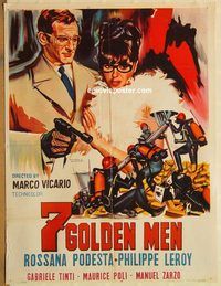 s994 SEVEN GOLDEN MEN Pakistani movie poster '67 Vicario, Italian!