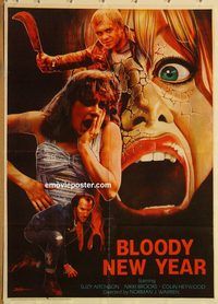 s136 BLOODY NEW YEAR Pakistani movie poster '87 wild horror image!