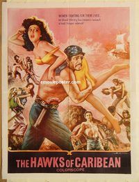 s172 CARIBBEAN HAWK Pakistani movie poster '63 Johnny Desmond