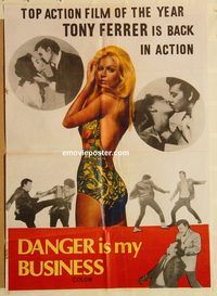 s254 DANGER IS MY BUSINESS Pakistani movie poster '70s identify!