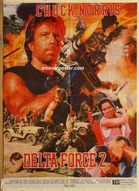 s277 DELTA FORCE 2 Pakistani movie poster '90 Chuck Norris, action!
