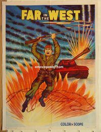 s377 FAR IN THE WEST Pakistani movie poster '60s cheesy war art!